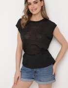 miss poem Top Negru fără Mâneci cu Ajustare în Talie Legat cu Decupaj la Spate Tiimadel