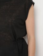 miss poem Top Negru fără Mâneci cu Ajustare în Talie Legat cu Decupaj la Spate Tiimadel
