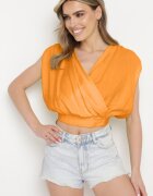 miss poem Top Portocaliu din Viscoză cu Decolteu Petrecut cu Fermoar Ascuns Lateral Birilla