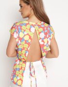 miss poem Tricou fără mâneci Portocaliu-Galben cu șnur și legătură cu decolteu adânc la spate Efiza