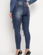 miss sister Blugi Bleumarin Skinny cu găuri decorate cu zirconii Neeron