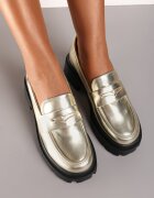  Mocasini Aurii cu Talpă Groasă cu Baretă Decorativă Navraena