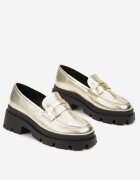  Mocasini Aurii cu Talpă Groasă cu Baretă Decorativă Navraena