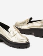  Mocasini Aurii cu Talpă Groasă cu Baretă Decorativă Navraena