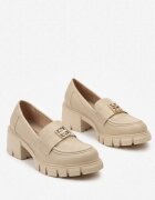  Mocasini Bej Chunky cu Aplicație Decorativă și Branț din Piele Meepella