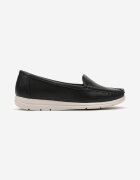  Mocasini Clasici Slip-on Negri pe Talpă Plată cu Perforații Vexalia