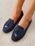  Mocasini cu ornamente metalice Cillora Bleumarin