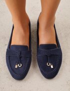  Mocasini cu ornamente metalice Cillora Bleumarin