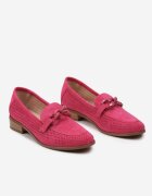  Mocasini Fucsia cu capută perforată branț din piele și lanț decorativ Blegadia
