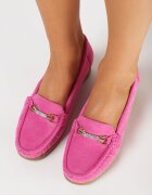  Mocasini Fucsia cu platformă cu cataramă metalică împodobită cu zirconii Lifari
