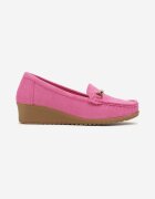  Mocasini Fucsia cu platformă cu cataramă metalică împodobită cu zirconii Lifari