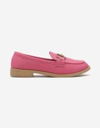  Mocasini fucsia din imitație de piele întoarsă cu cataramă metalică Karnelia