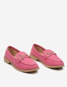  Mocasini fucsia din imitație de piele întoarsă cu cataramă metalică Karnelia