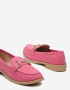  Mocasini fucsia din imitație de piele întoarsă cu cataramă metalică Karnelia