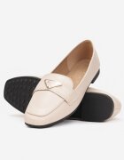  Mocasini Loaferi Plati Bej cu Cataramă Delicată Bradlie