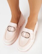  Mocasini Roz cu Print Delicat și Ornament Metalic Twist