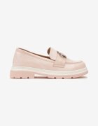  Mocasini Roz cu Print Delicat și Ornament Metalic Twist