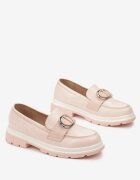  Mocasini Roz cu Print Delicat și Ornament Metalic Twist