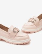  Mocasini Roz cu Print Delicat și Ornament Metalic Twist