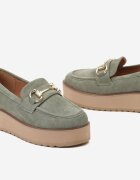  Mocasini Verzi cu platformă cu ornament metalic Emberia