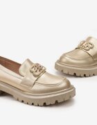  Moccasini Aurii cu Cataramă Unică Rhianell