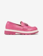  Moccasini Fucsia cu imprimeu delicat și decorație metalică răsucită