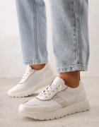 modern world Adidași Albi cu Talpă Groasă cu Branț din Piele și Inscripția Airarge