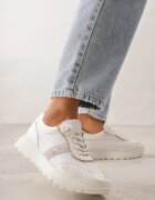 modern world Adidași Albi cu Talpă Groasă cu Branț din Piele și Inscripția Airarge