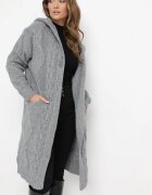 moni&co Cardigan Gri închis Neîncheiat Lung cu Glugă Wanharice
