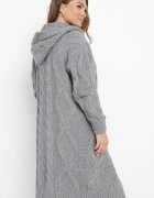 moni&co Cardigan Gri închis Neîncheiat Lung cu Glugă Wanharice