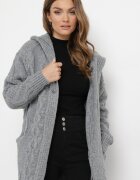 moni&co Cardigan Gri închis Neîncheiat Lung cu Glugă Wanharice