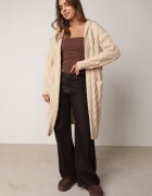 moni&co Cardigan Lung Bej Deschis cu Glugă Wanharice