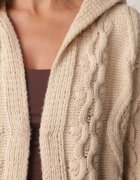 moni&co Cardigan Lung Bej Deschis cu Glugă Wanharice