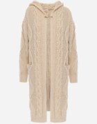 moni&co Cardigan Lung Bej Deschis cu Glugă Wanharice