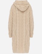 moni&co Cardigan Lung Bej Deschis cu Glugă Wanharice
