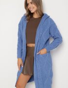 moni&co Cardigan Neîncheiat Lung cu Glugă Albastru Wanharice