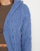 moni&co Cardigan Neîncheiat Lung cu Glugă Albastru Wanharice