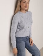 moni&co Pulover Albastru deschis cu Croială Clasică cu Flori Brodate Chasane