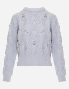 moni&co Pulover Albastru deschis cu Croială Clasică cu Flori Brodate Chasane
