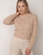 moni&co Pulover Bej cu Croi Clasic cu Flori Brodate Chasane