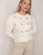 moni&co Pulover Bej cu Fason Clasic și Broderie Decorativă Aggela