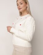 moni&co Pulover Bej cu Fason Clasic și Broderie Decorativă Aggela