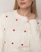 moni&co Pulover Bej cu Fason Clasic și Broderie Decorativă Aggela