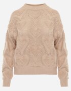 moni&co Pulover Bej cu Inimi cu Fason Clasic cu Manșete Elastice Biriet