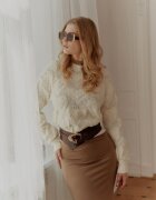 moni&co Pulover Bej deschis cu Inimi cu Croială Clasică cu Bordură Elastică Biriet