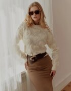 moni&co Pulover Bej deschis cu Inimi cu Croială Clasică cu Bordură Elastică Biriet