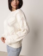 moni&co Pulover Bej deschis cu Inimi cu Croială Clasică cu Bordură Elastică Biriet