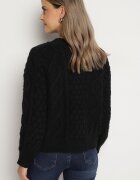 moni&co Pulover Negru din Lână și Viscoză cu Croială Dreaptă și Model Împletit Vailyn