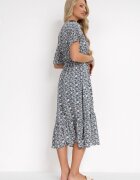 moni&co Rochie bleumarin cu elastic în talie și decolteu petrecut cu volane Kyphine