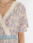 moni&co Rochie Fioletovo-Albastră Evazată Maxi cu elastic în talie și decolteu din dantelă Gerbera